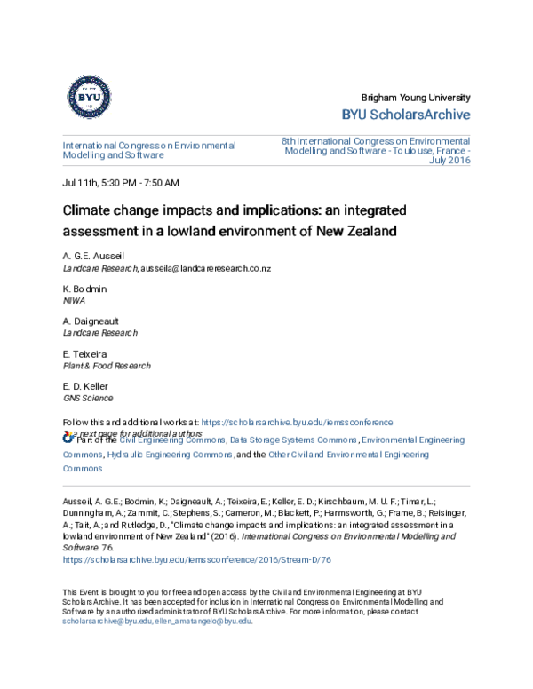 (PDF) Climate change impacts and implications: an integrated assessment ...