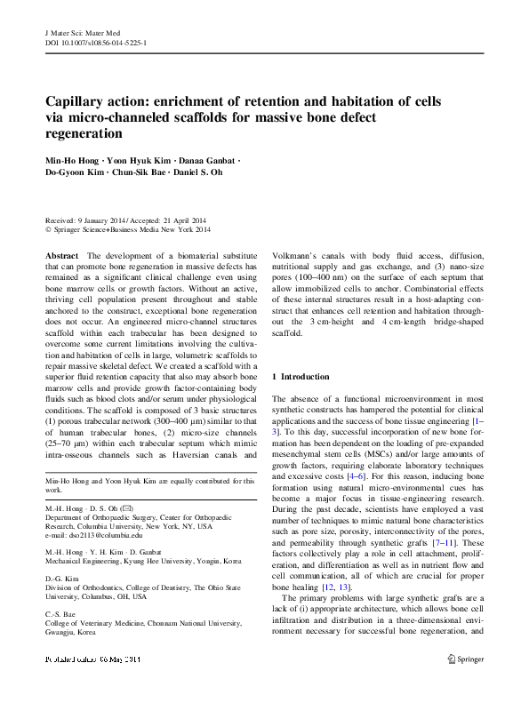(PDF) Capillary action: enrichment of retention and habitation of cells ...