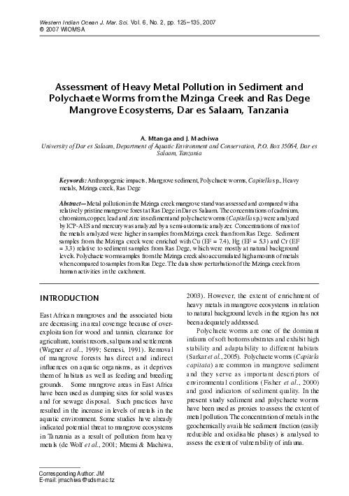 (PDF) Assessment of Heavy Metal Pollution in Sediment and Polychaete ...
