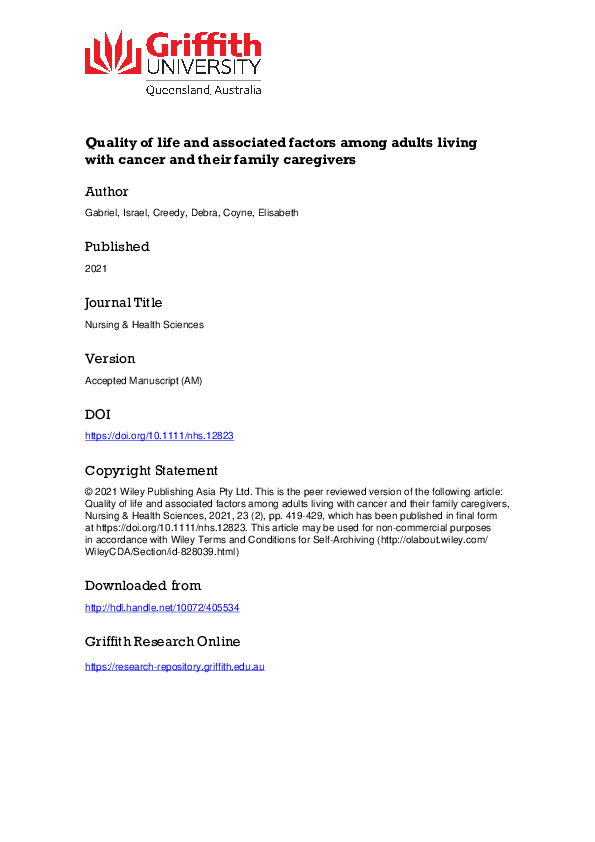 (PDF) Quality of life and associated factors among adults living with ...