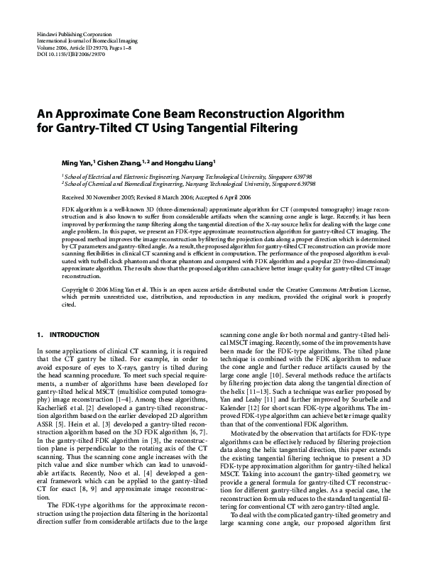 (PDF) An Approximate Cone Beam Reconstruction Algorithm for Gantry ...