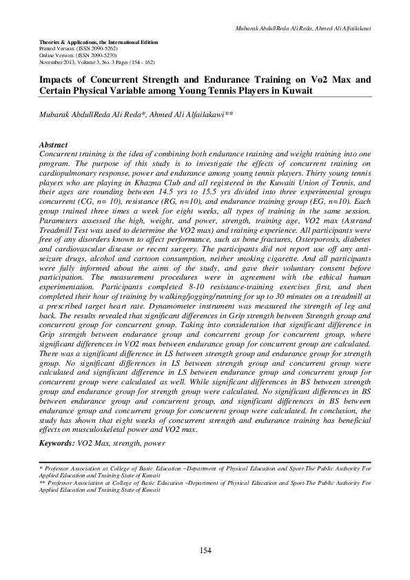 (PDF) Impacts of Concurrent Strength and Endurance Training on VO2 Max ...