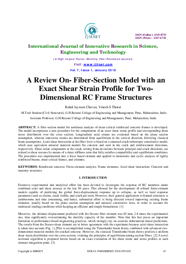 (PDF) A Review On- Fiber-Section Model with an Exact Shear Strain ...
