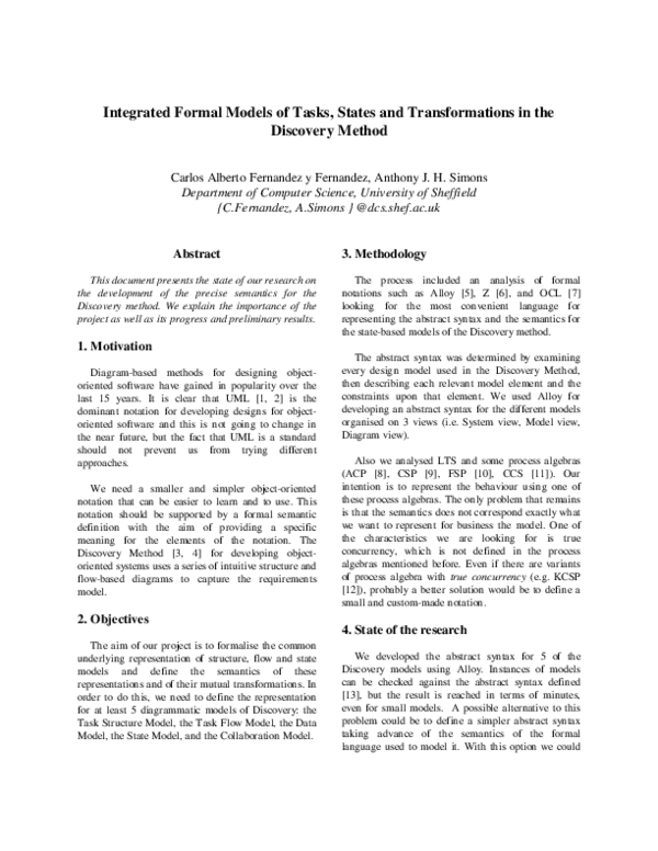 (PDF) Integrated Formal Models of Tasks, States and Transformations in ...