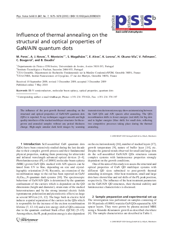 (PDF) Influence of thermal annealing on the structural and optical ...