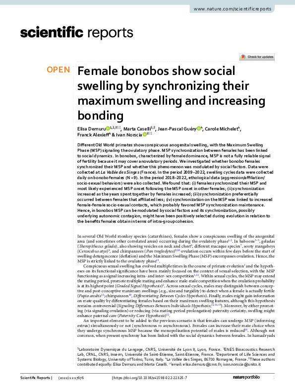 (PDF) Female bonobos show social swelling by synchronizing their ...