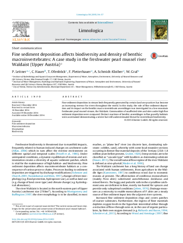 (PDF) Fine sediment deposition affects biodiversity and density of