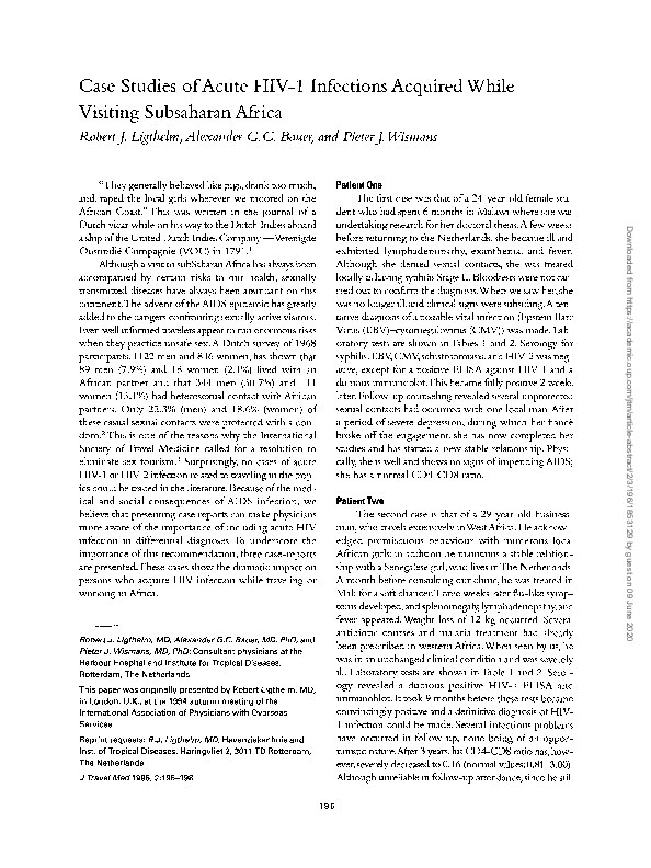 (PDF) Case Studies of Acute HIV-1 Infections Acquired While Visiting ...