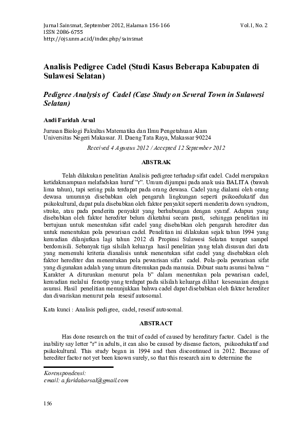 (PDF) Analisis Pedigree Cadel(Studi Kasus Beberapa Kabupaten di ...