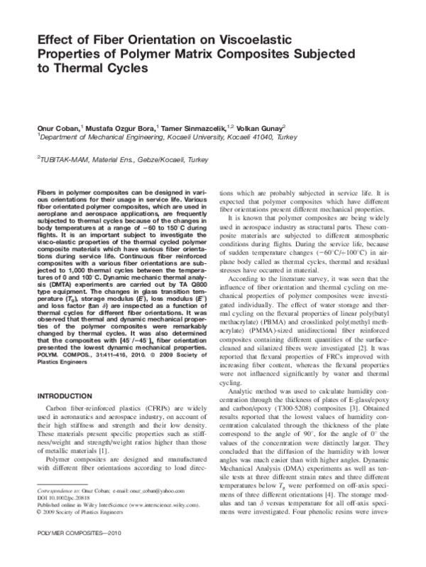 (PDF) Effect of fiber orientation on viscoelastic properties of polymer ...