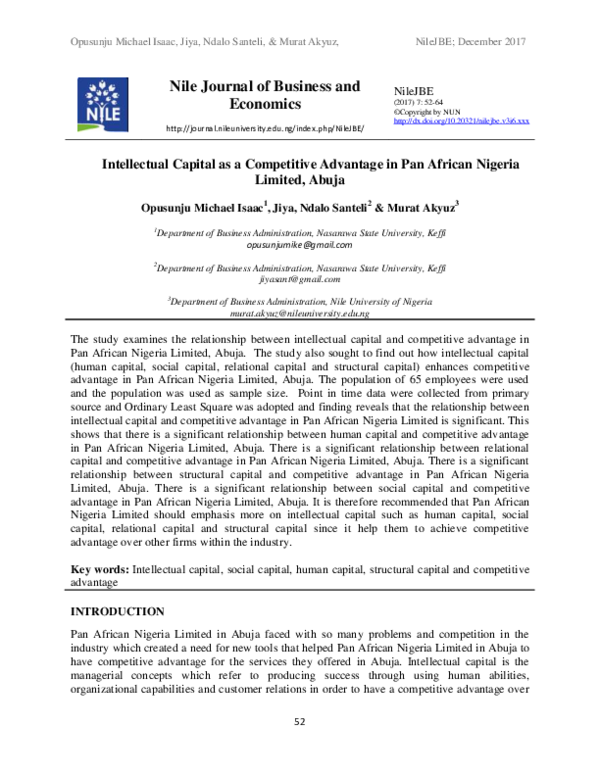 (PDF) Intellectual Capital as a Competitive Advantage in Pan African ...