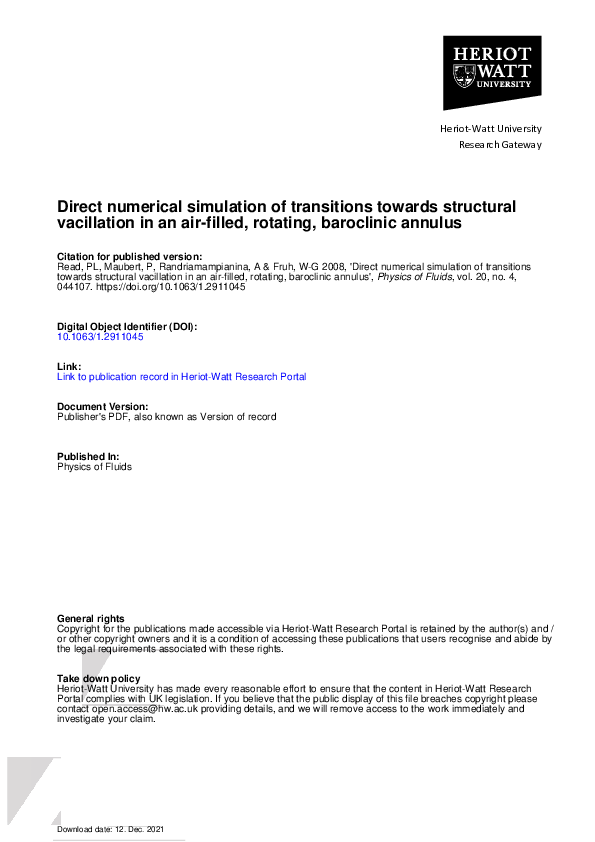 (PDF) Direct numerical simulation of transitions towards structural ...