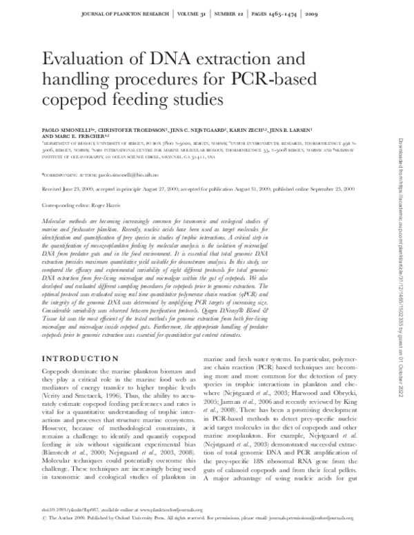 (PDF) Evaluation of DNA extraction and handling procedures for PCR ...