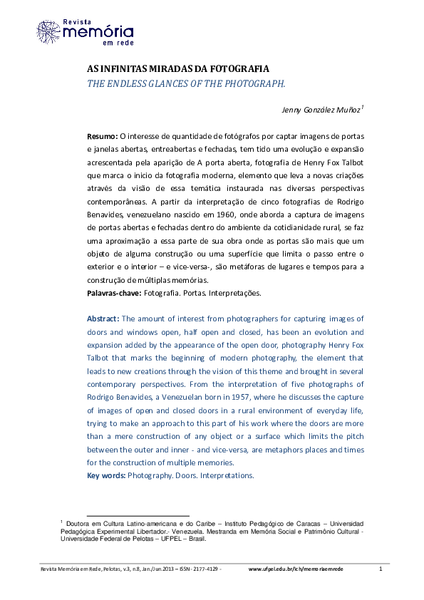 As Infinitas Miradas Da Fotografia the Endless Glances of the Photograph