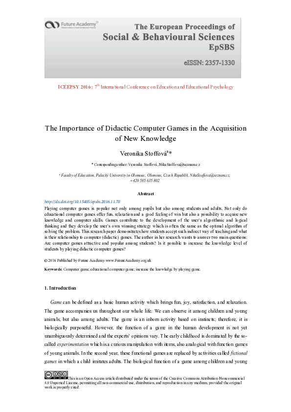(PDF) The Importance of Didactic Computer Games in the Acquisition of ...