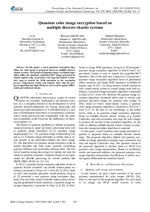 (PDF) Quantum color image encryption based on multiple discrete chaotic ...