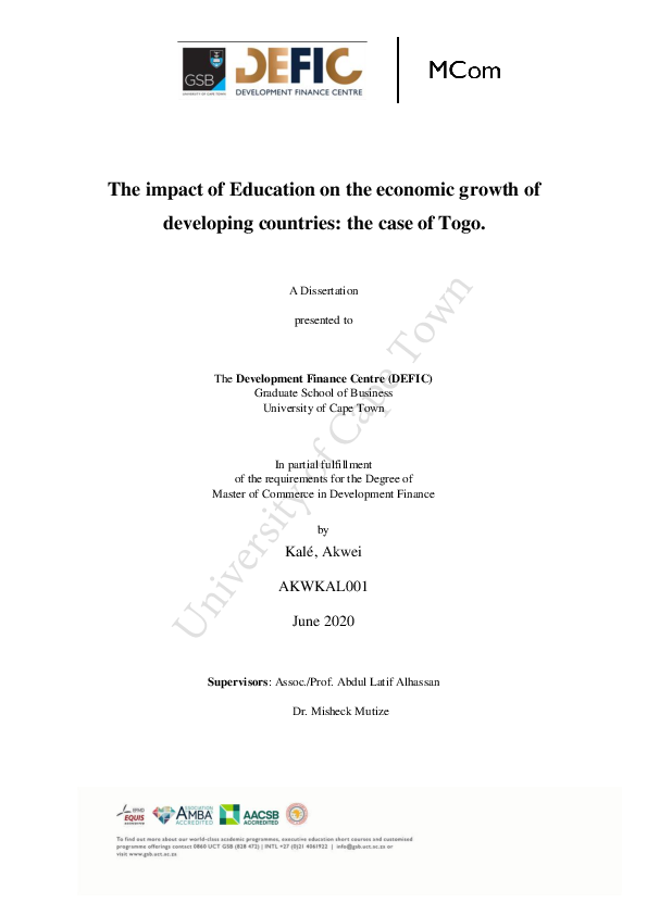 (PDF) The impact of Education on the economic growth of developing ...