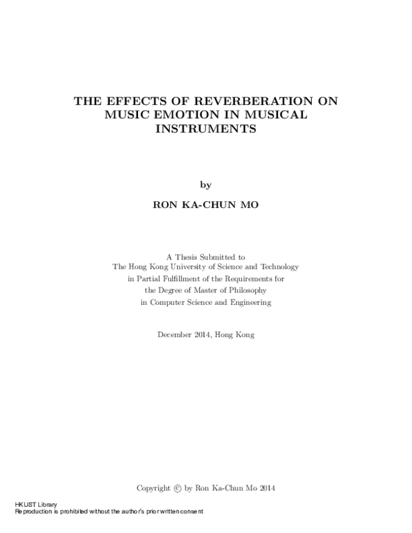 (PDF) The effects of reverberation on music emotion in musical instruments