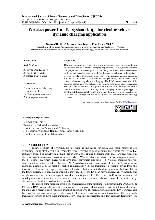 (PDF) Wireless power transfer system design for electric vehicle ...