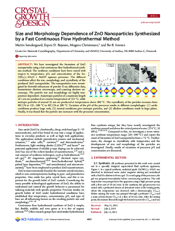 (PDF) Size and Morphology Dependence of ZnO Nanoparticles Synthesized ...