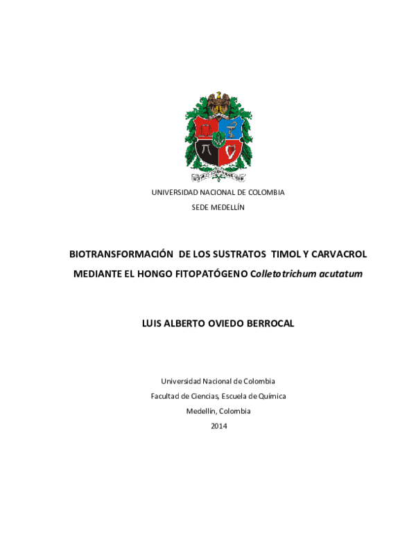(PDF) Biotransformación de los sustratos Timol y Carvacrol mediante el ...