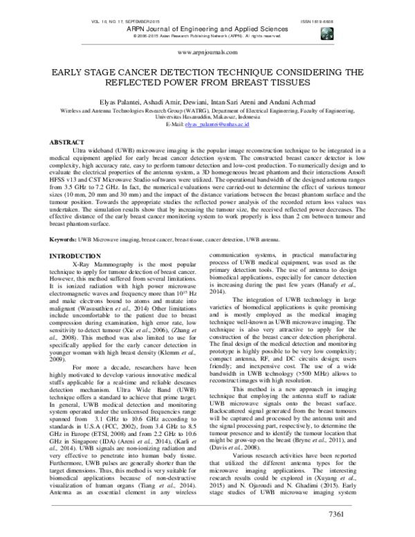 (PDF) Early Stage Cancer Detection Technique Considering the Reflected ...