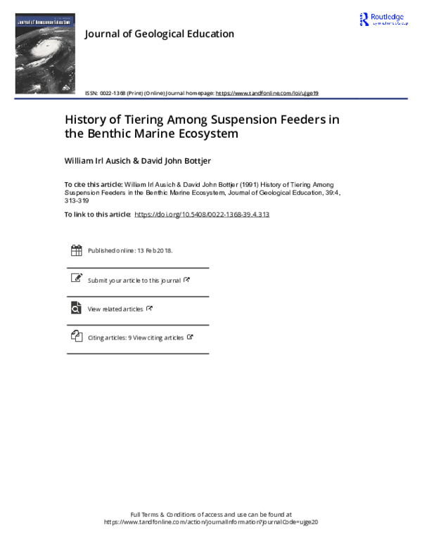 (PDF) History of Tiering Among Suspension Feeders in the Benthic Marine