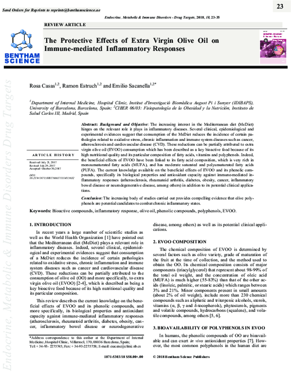 (PDF) The Protective Effects of Extra Virgin Olive Oil on Immune ...