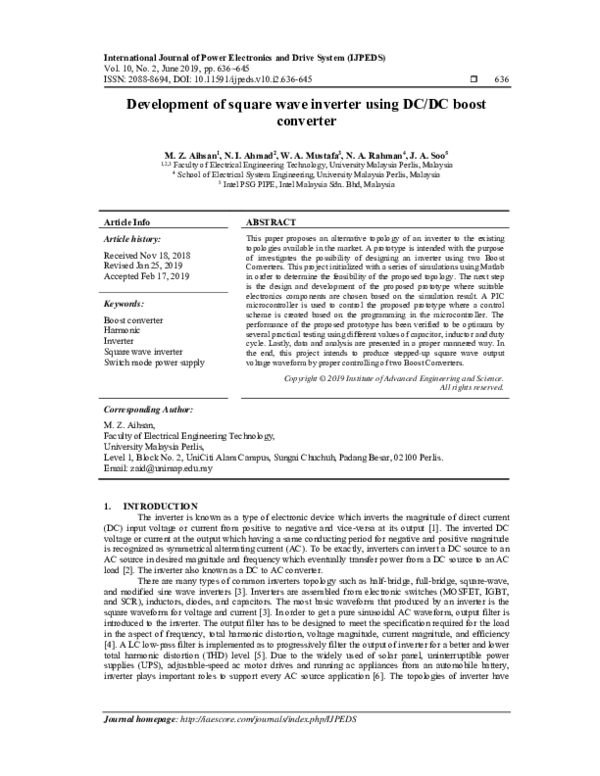 (PDF) Development of square wave inverter using DC/DC boost converter