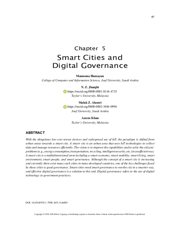 (PDF) Smart Cities and Digital Governance