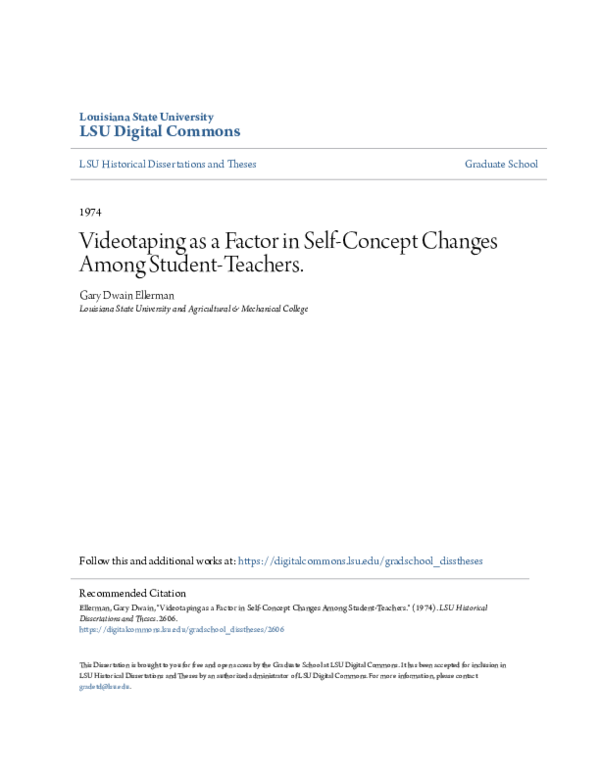 (PDF) Videotaping as a Factor in Self-Concept Changes Among Student ...