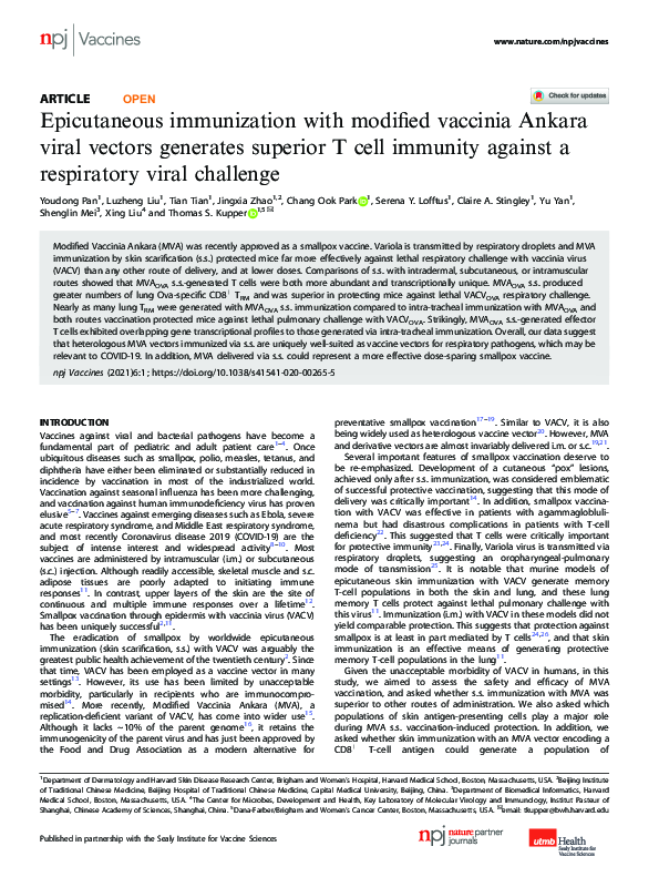 (PDF) Epicutaneous immunization with modified vaccinia Ankara viral ...