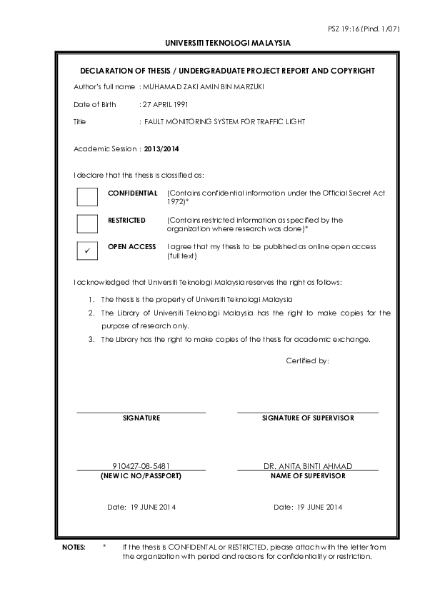 (PDF) Fault Monitoring System for Traffic Light Amin Marzuki