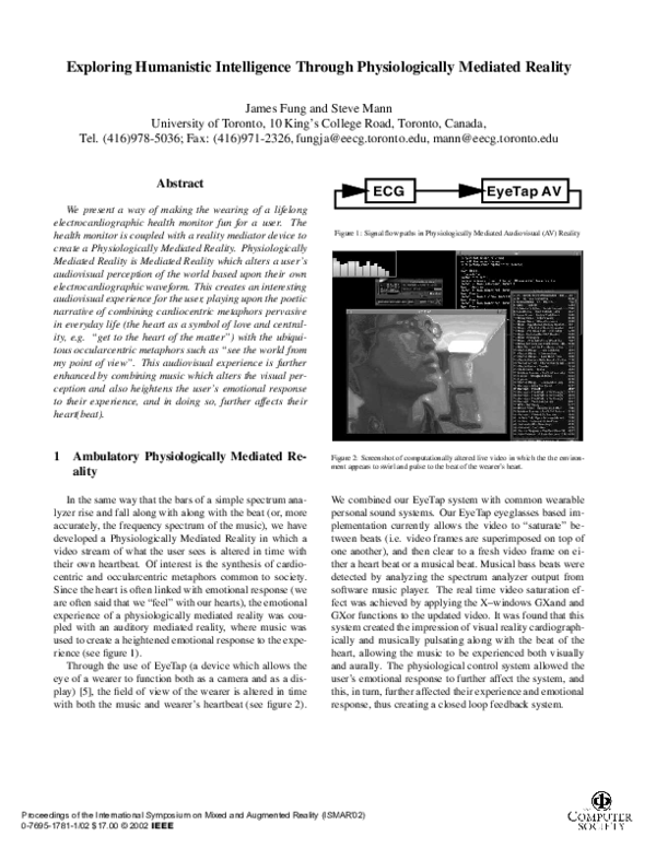 (PDF) Exploring humanistic intelligence through physiologically ...
