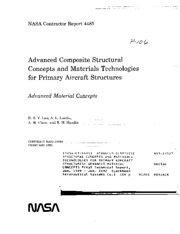 (PDF) Advanced composite structural concepts and materials technologies ...
