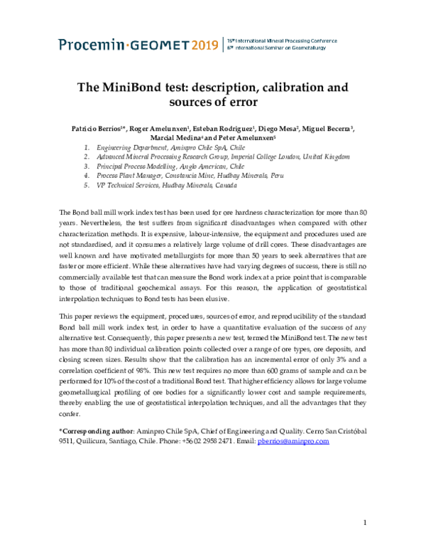(PDF) The MiniBond test: description, calibration and sources of error