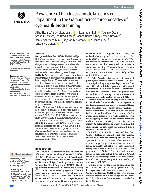 (PDF) Prevalence of blindness and distance vision impairment in the ...