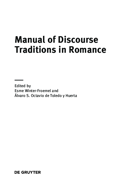 (PDF) Discourse Traditions and Literary Studies. The Example of Ancient ...