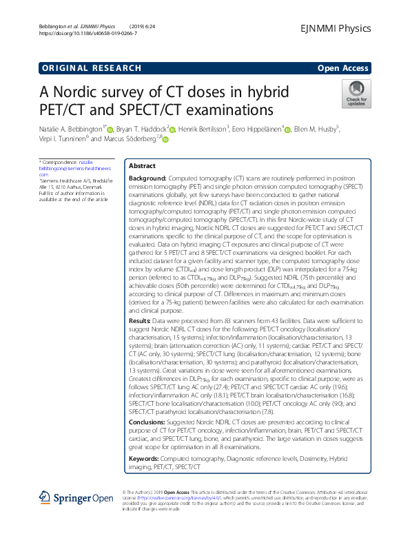 (PDF) A Nordic survey of CT doses in hybrid PET/CT and SPECT/CT ...