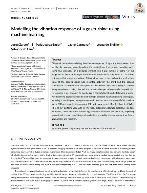 (PDF) Modelling the vibration response of a gas turbine using machine ...