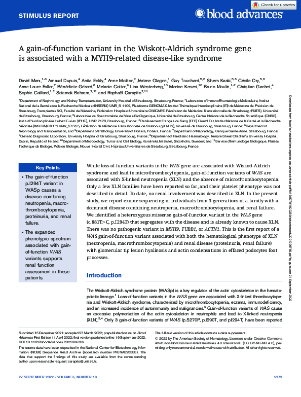 (PDF) A gain-of-function variant in the Wiskott-Aldrich syndrome gene ...