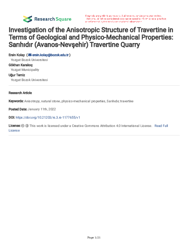 (PDF) Investigation of the Anisotropic Structure of Travertine in Terms ...