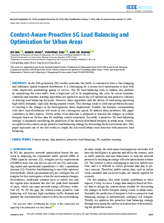 (PDF) Context-Aware Proactive 5G Load Balancing and Optimization for ...