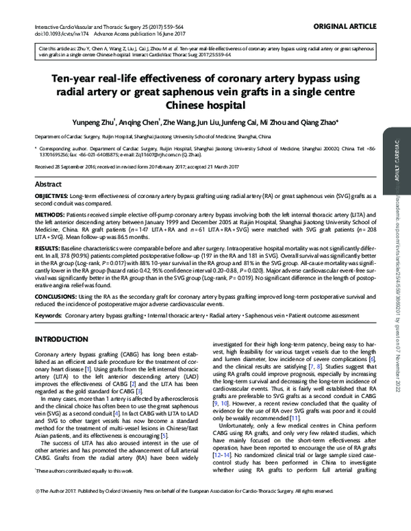 (PDF) Ten-year real-life effectiveness of coronary artery bypass using ...