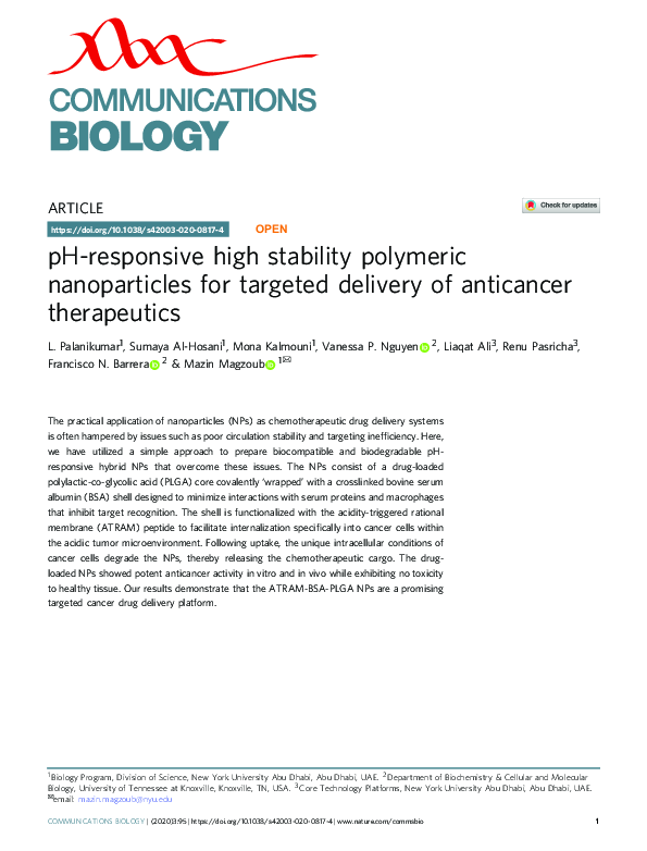 (PDF) pH-responsive high stability polymeric nanoparticles for targeted ...