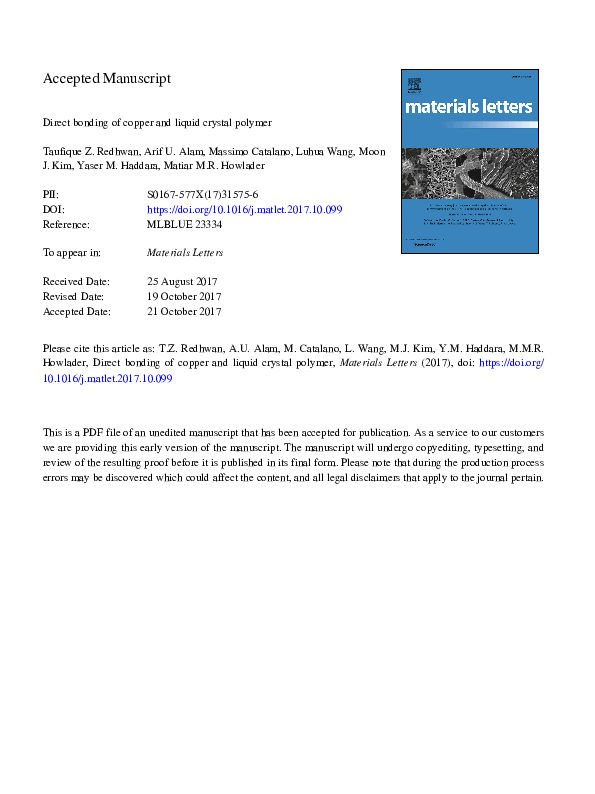 (PDF) Direct bonding of copper and liquid crystal polymer