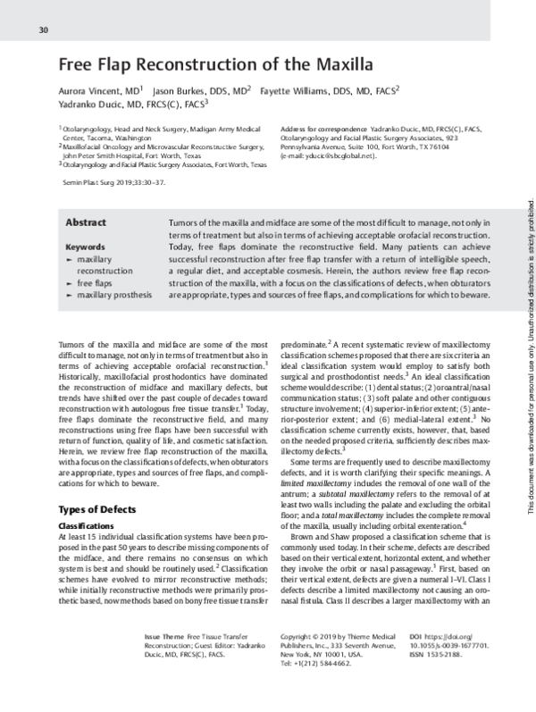 (PDF) Free Flap Reconstruction of the Maxilla