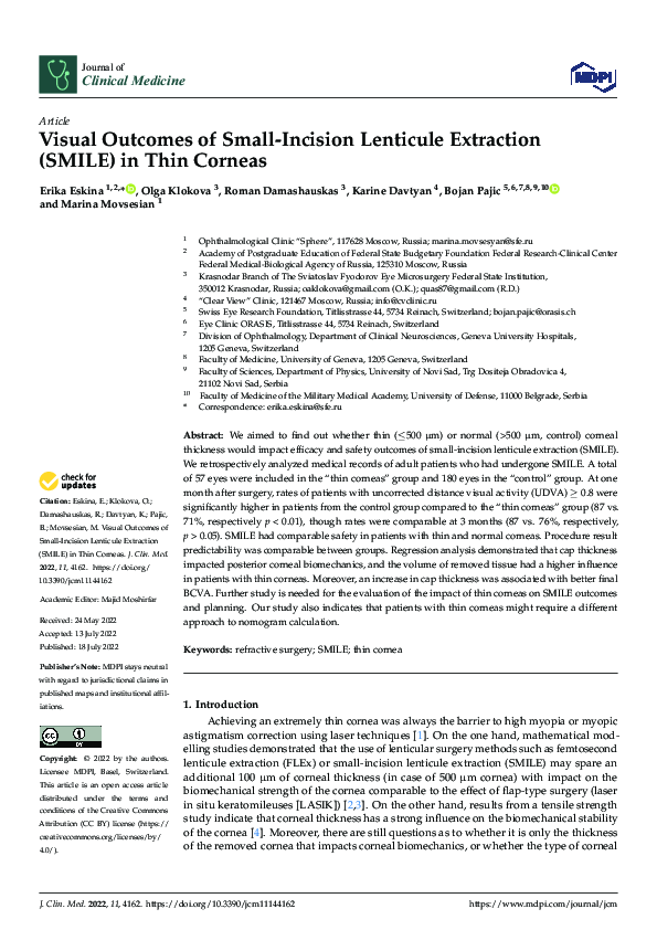 (PDF) Visual Outcomes of Small-Incision Lenticule Extraction (SMILE) in ...