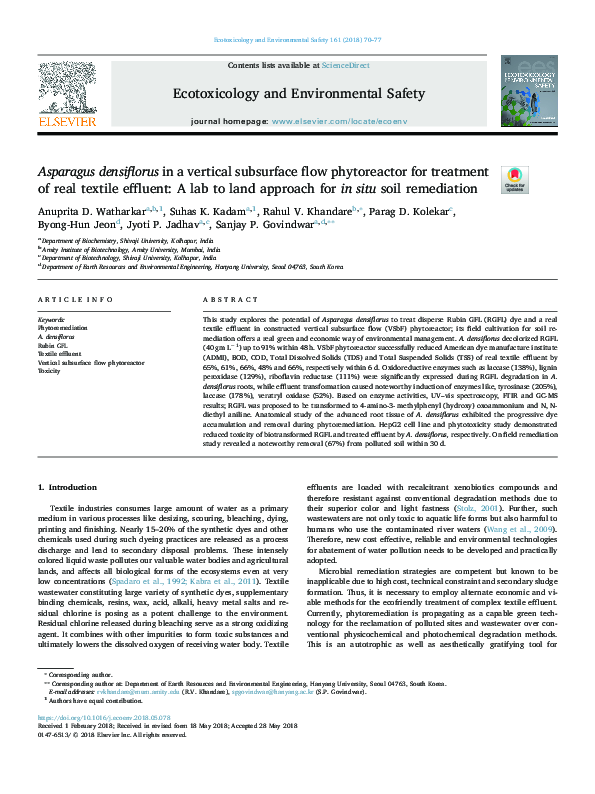 (PDF) Asparagus densiflorus in a vertical subsurface flow phytoreactor ...