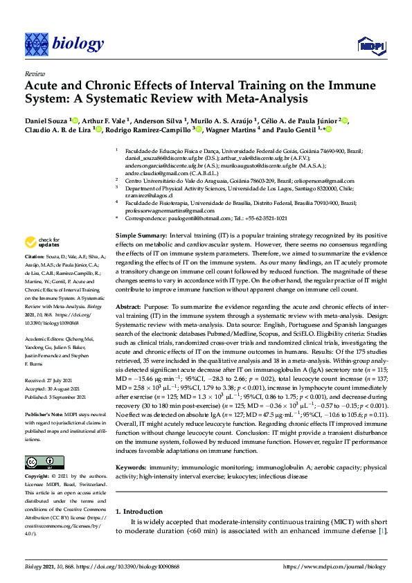 (PDF) Acute and Chronic Effects of Interval Training on the Immune ...